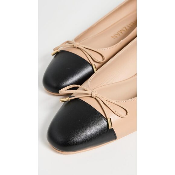 Stuart Weitzman Sleek Bow Flat Adobe/Black 1 5 M - Picture 4 of 5